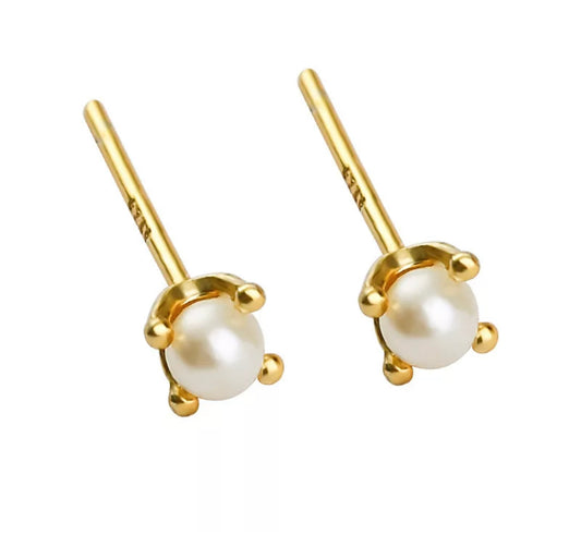 Minimalist Pearl Stud Earring by Intricata co.