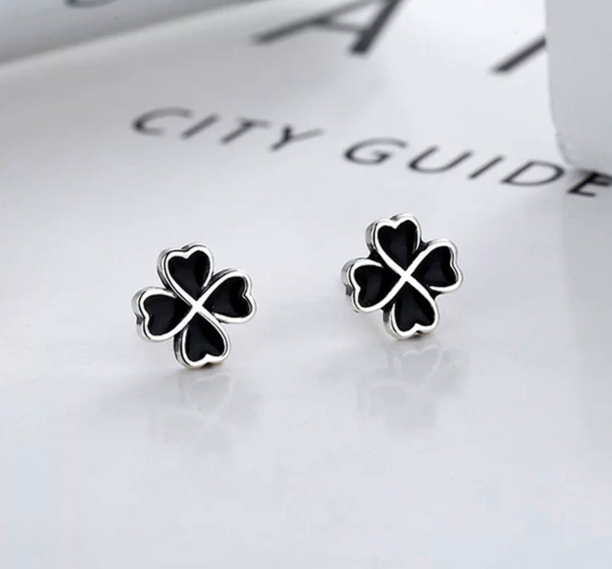 Black Clover Stud Earring by Intricata co.