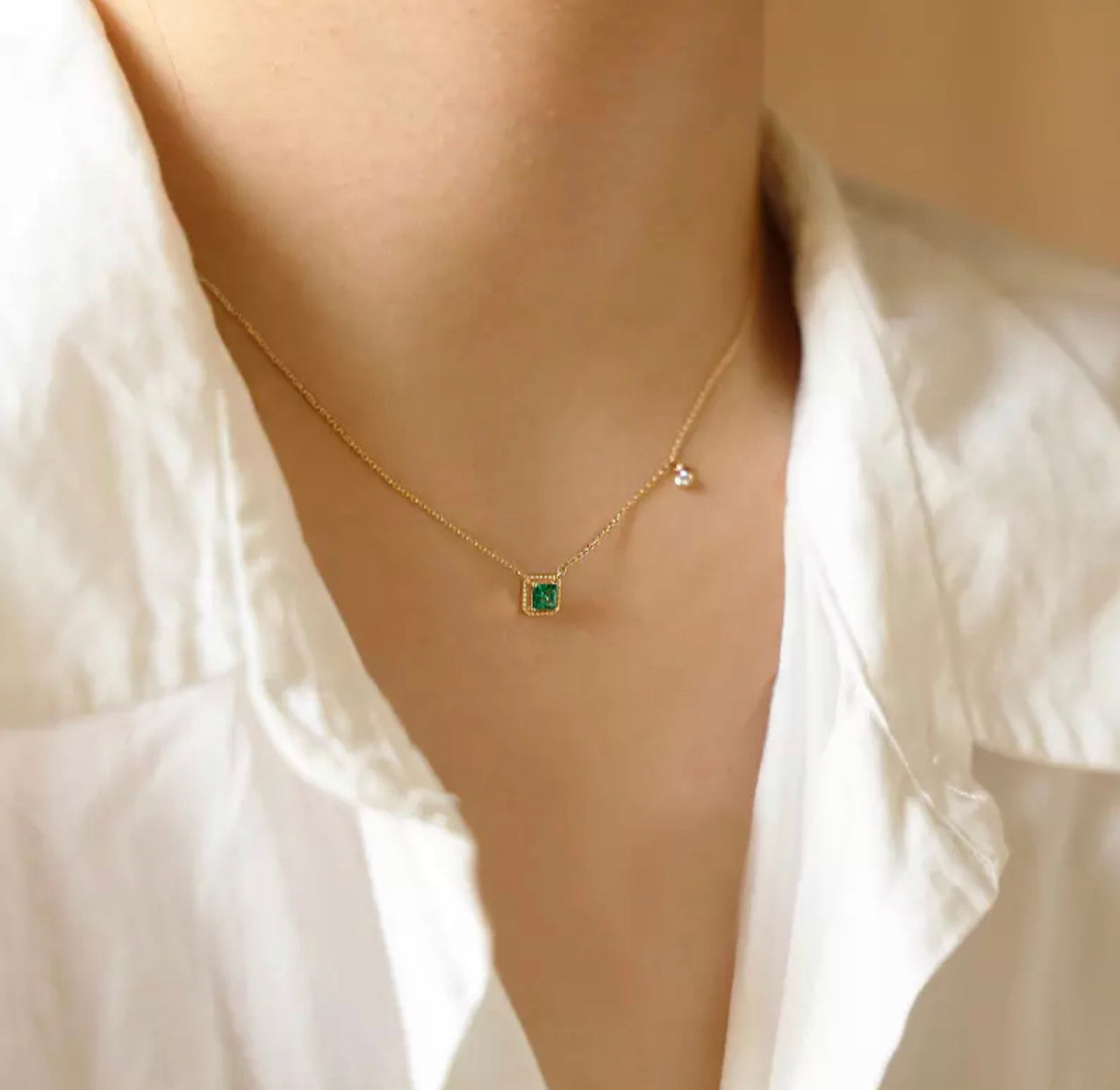 Minimalist CZ stone Necklace by Intricata co.