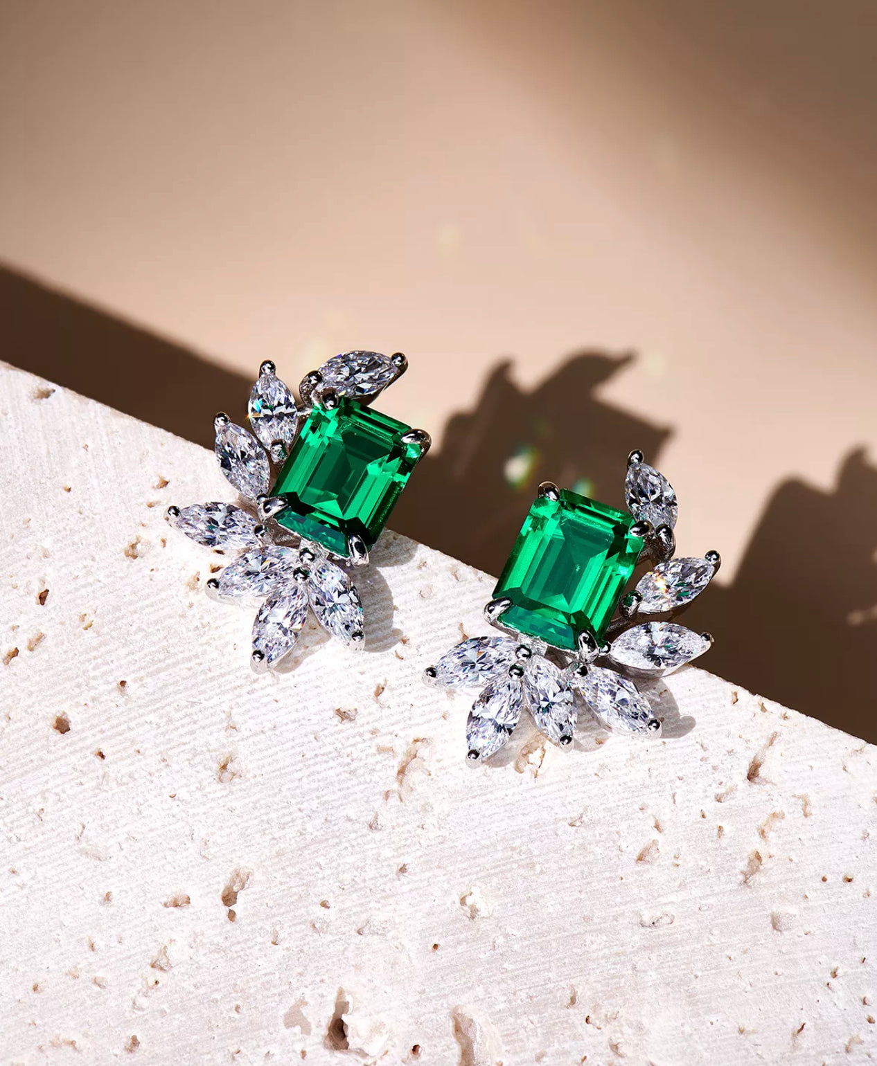 The Queen Amia Emerald Stud Earring by Intricata co.