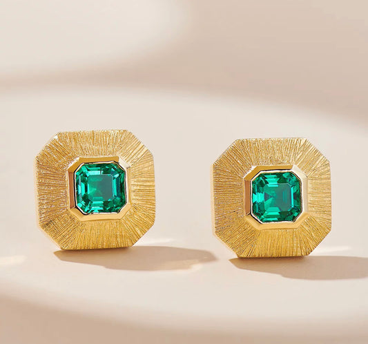 The Cleopatra Emerald Stud Earring by Intricata co.