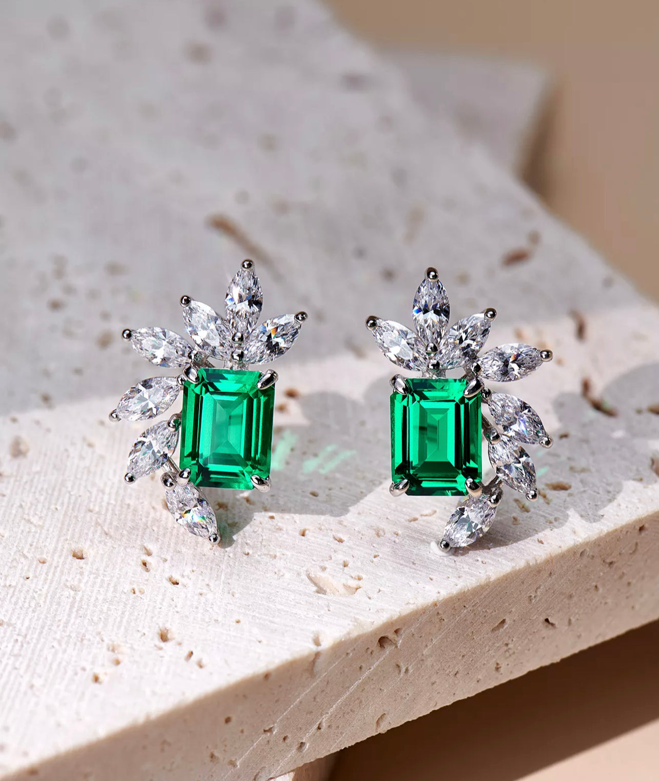 The Queen Amia Emerald Stud Earring by Intricata co.