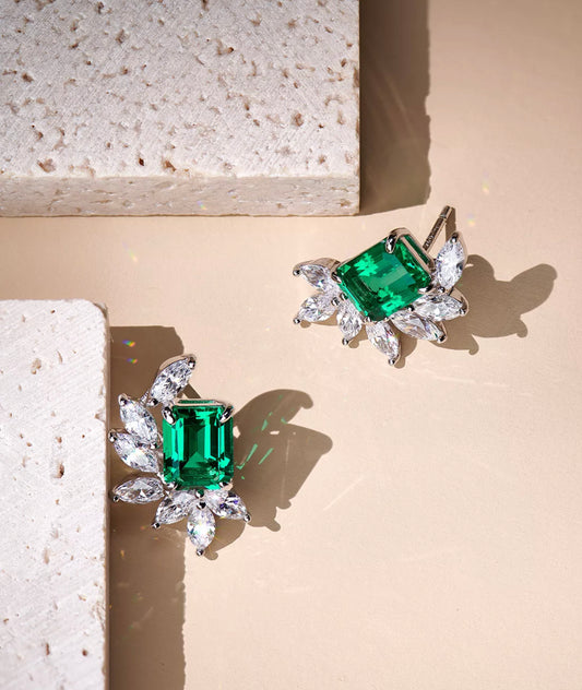 The Queen Amia Emerald Stud Earring by Intricata co.