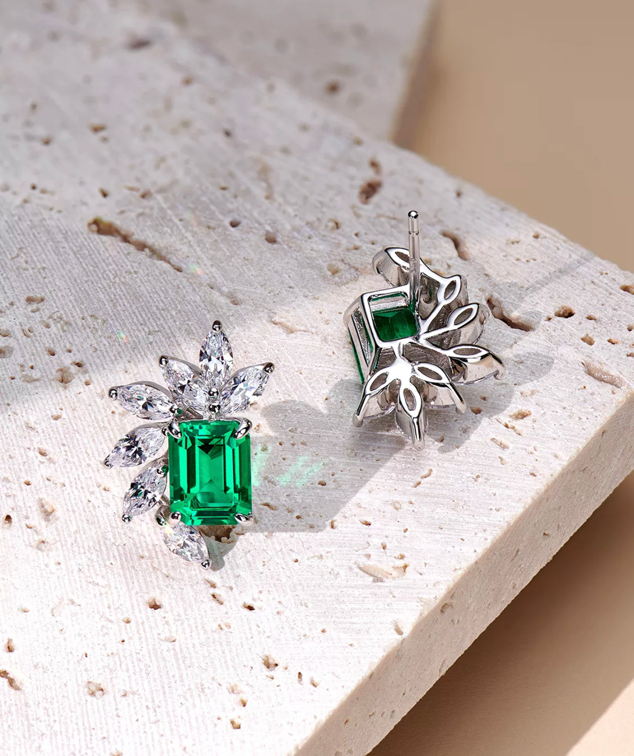 The Queen Amia Emerald Stud Earring by Intricata co.