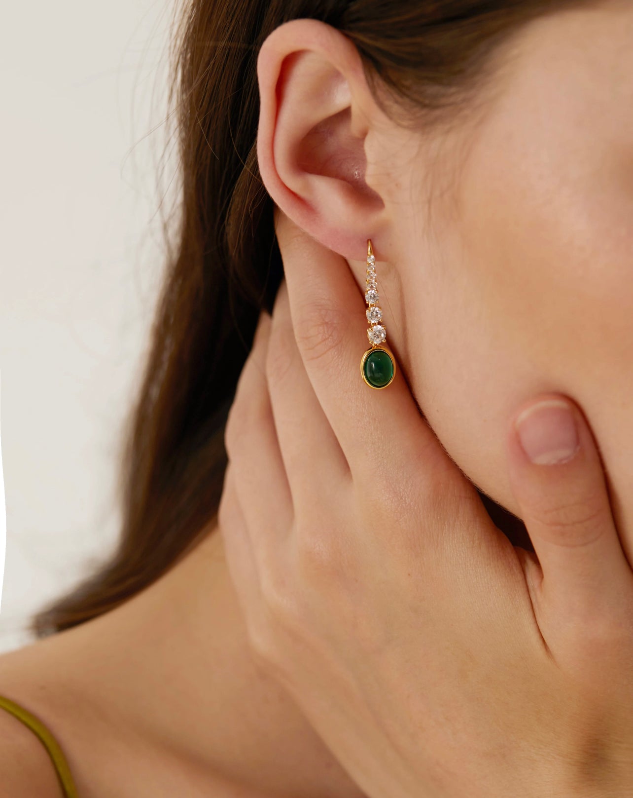 The Cabochon Emerald Earring by Intricata co.