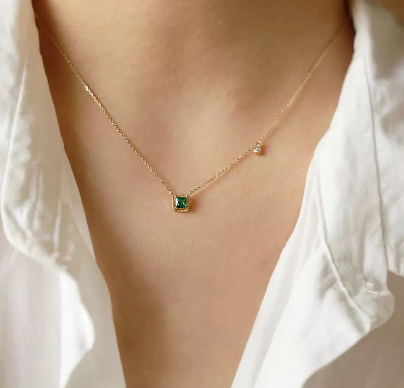 Minimalist CZ stone Necklace by Intricata co.