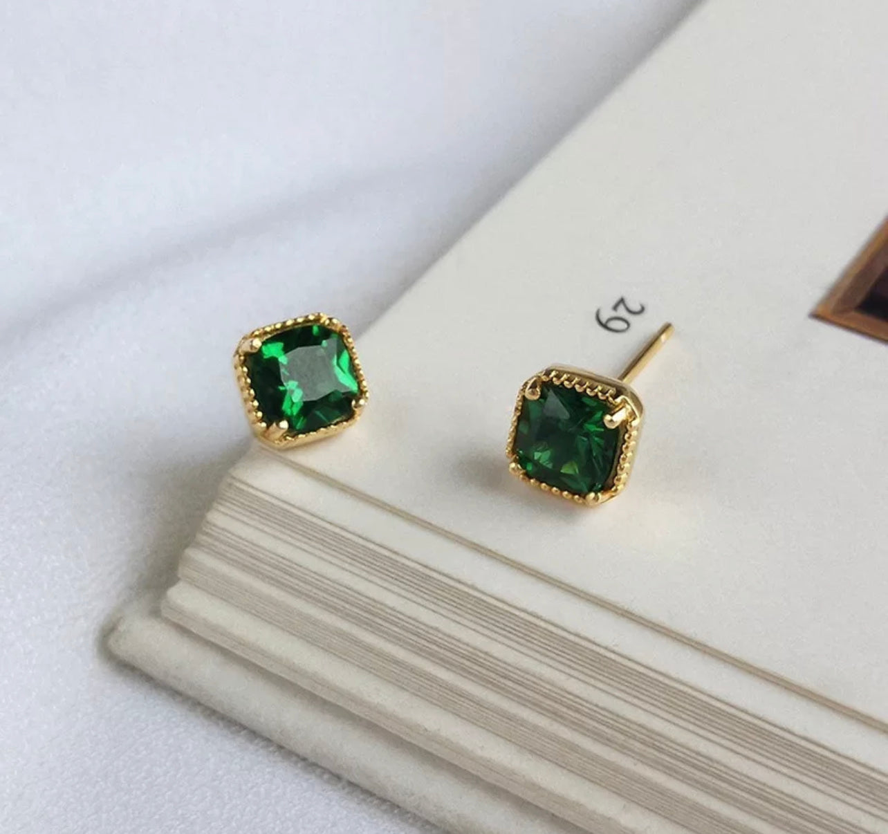 The First Princess Emerald Stud Earring by Intricata co.