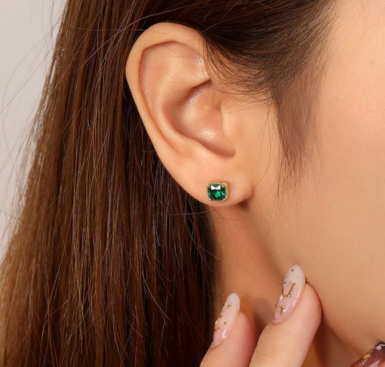 The First Princess Emerald Stud Earring by Intricata co.