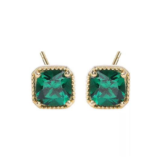 The First Princess Emerald Stud Earring by Intricata co.