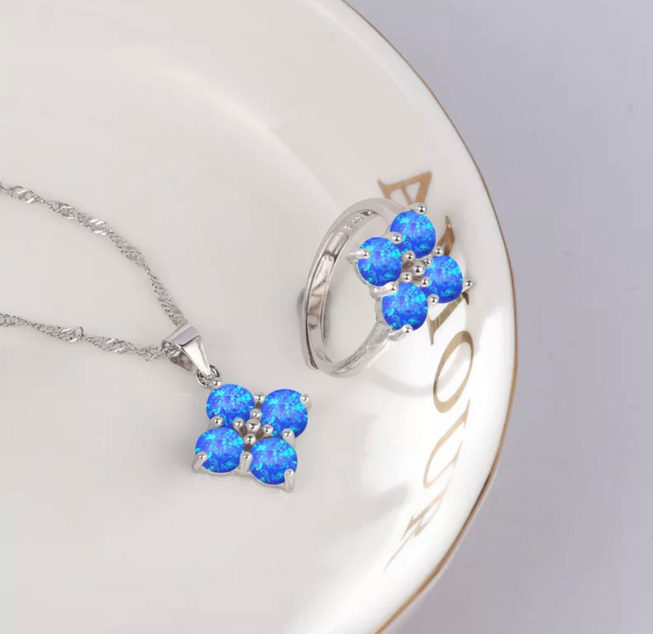 The Blue Opal Clover Set by Intricata co.