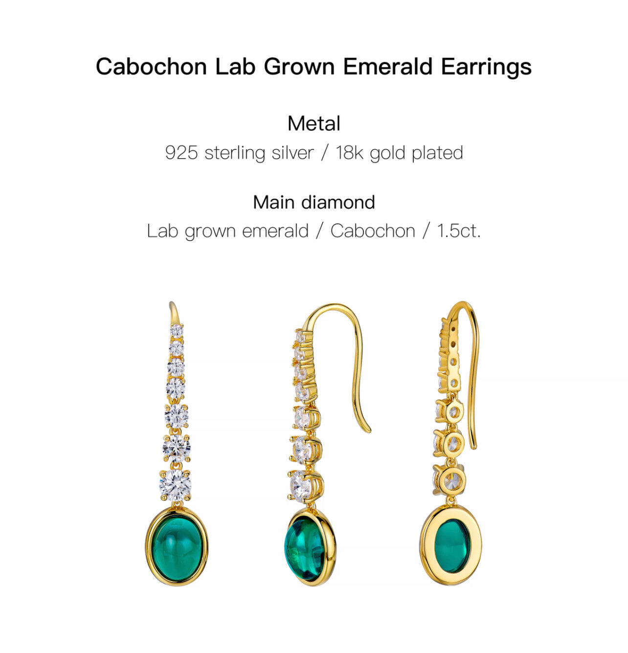 The Cabochon Emerald Earring by Intricata co.