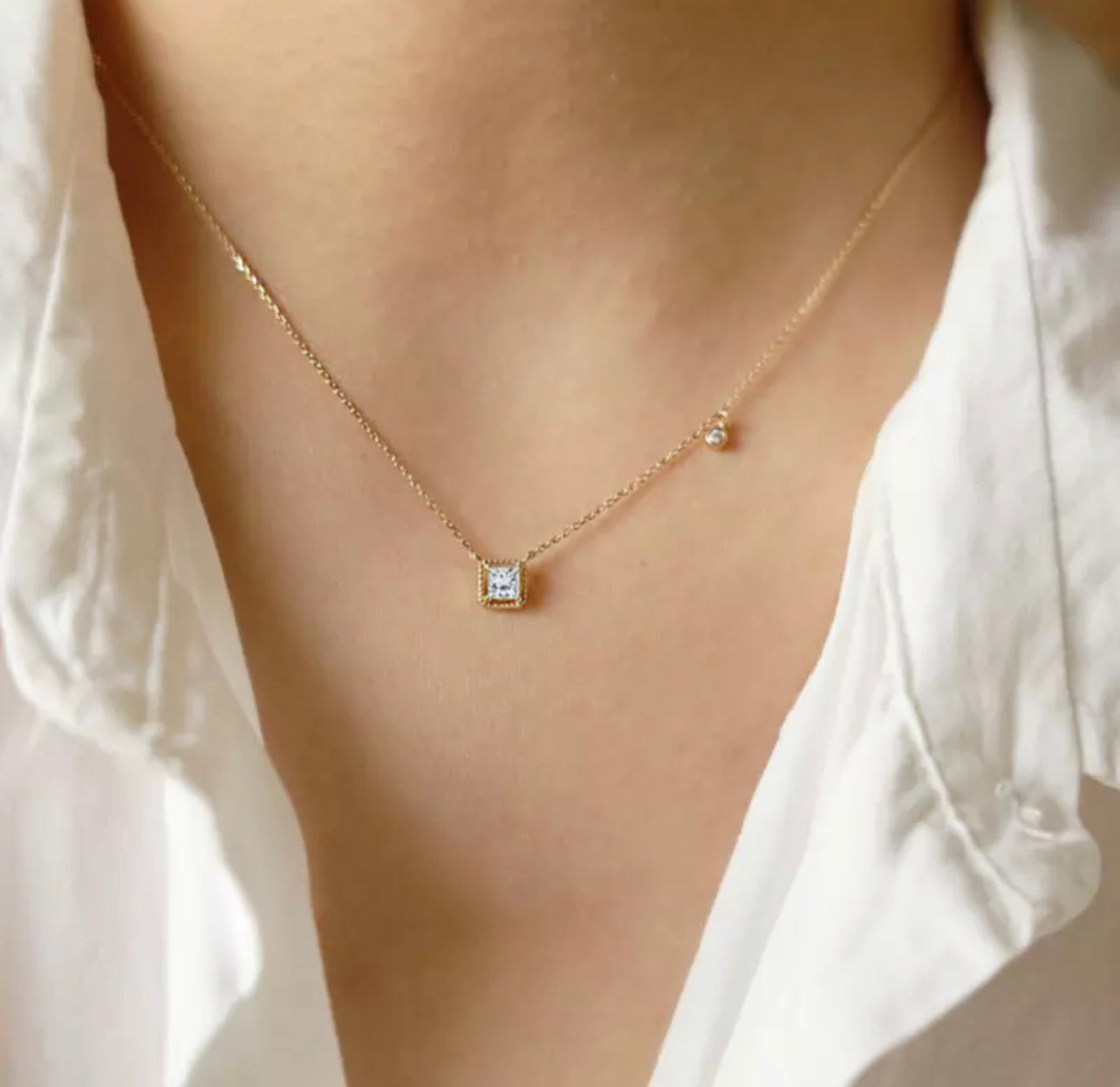 Minimalist CZ stone Necklace by Intricata co.