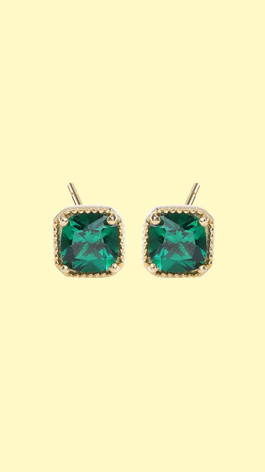 The First Princess Emerald Stud Earring by Intricata co.